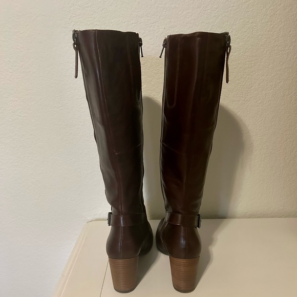ECCO Women Brown Leather Double Zip Boots Sz 38 / 7. Condition is Pre-owned. - Picture 6 of 9